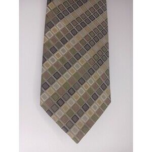 Alexander Julian Colours Vintage Handmade Tie Geometric Taupe Brown Peach Green